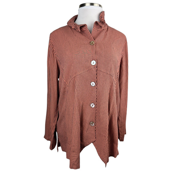 Soft Surroundings Sasha Orange Stripe Button Up Tunic Top Plus Size 1X Lagonlook - Picture 2 of 12